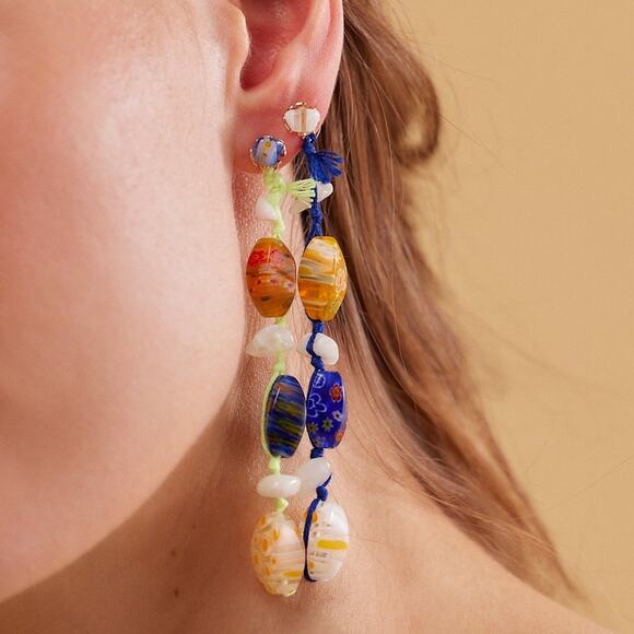 Free People Ariana Ost Voyage Dangle Earrings Artisanal Beaded Crystal Glass - Picture 3 of 8